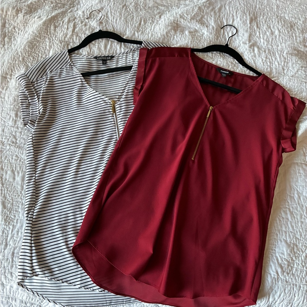 Express Red and Striped Women's Blouses